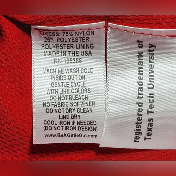 Girlie Game Gear Texas Tech Colors, Girls Strapless Dress, Size Small - Picture 11 of 12